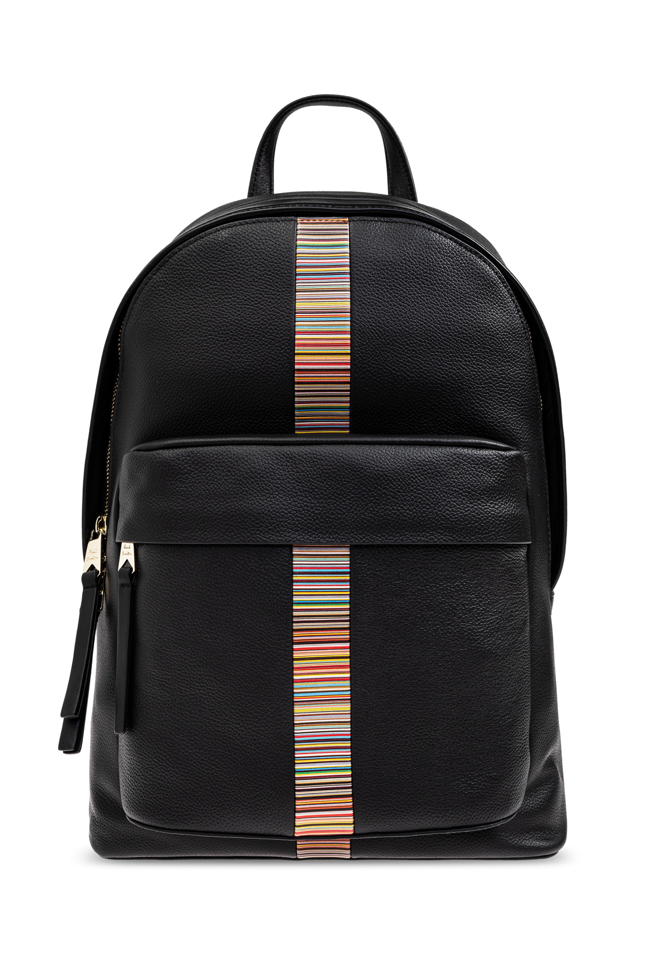 Paul Smith ブラックレザーバックパック Paul Smith: Black Leather 'Signature Stripe' Trim Backpack | SSENSE